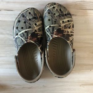 Camo crocs worn once
